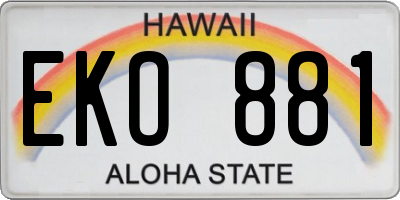 HI license plate EKO881
