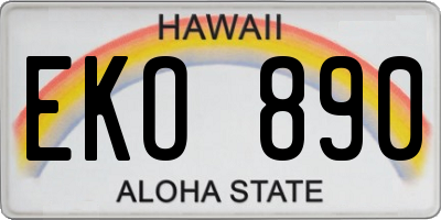 HI license plate EKO890