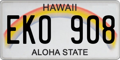 HI license plate EKO908
