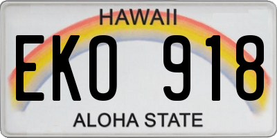 HI license plate EKO918