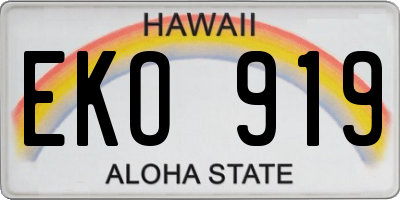 HI license plate EKO919