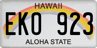HI license plate EKO923