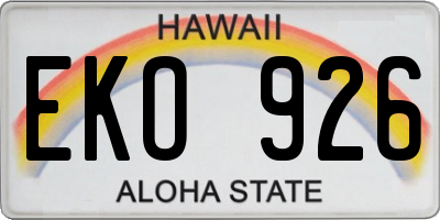 HI license plate EKO926