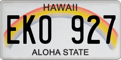 HI license plate EKO927
