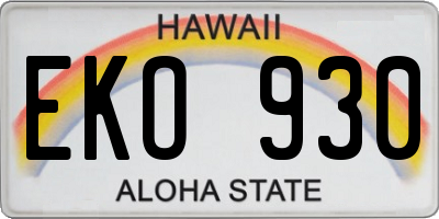 HI license plate EKO930