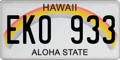 HI license plate EKO933