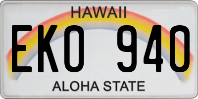 HI license plate EKO940