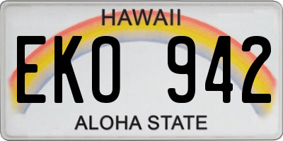 HI license plate EKO942