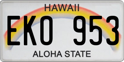 HI license plate EKO953