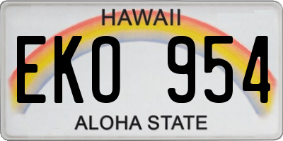 HI license plate EKO954