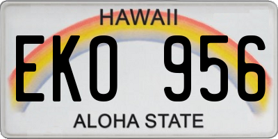 HI license plate EKO956
