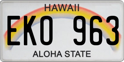 HI license plate EKO963