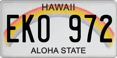 HI license plate EKO972