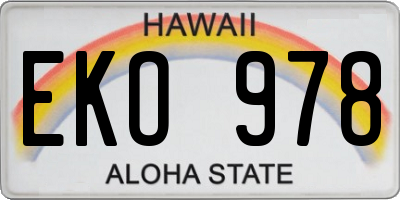 HI license plate EKO978