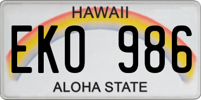 HI license plate EKO986