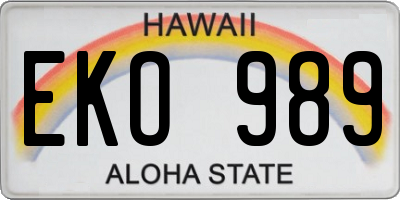 HI license plate EKO989