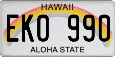 HI license plate EKO990