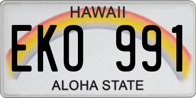 HI license plate EKO991