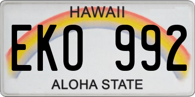 HI license plate EKO992