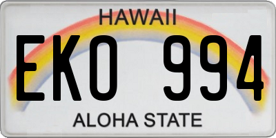 HI license plate EKO994