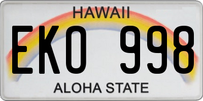 HI license plate EKO998