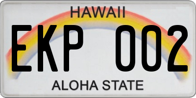 HI license plate EKP002