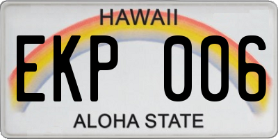 HI license plate EKP006