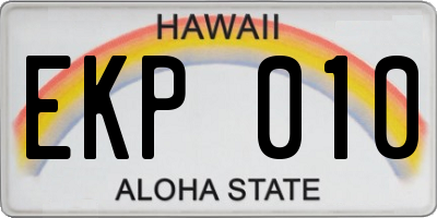 HI license plate EKP010