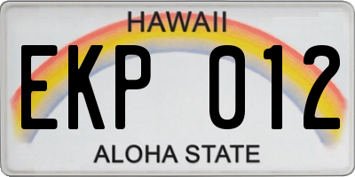 HI license plate EKP012