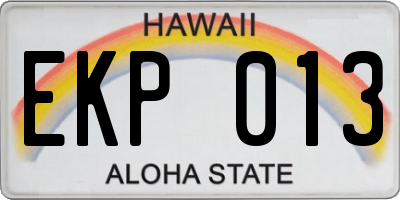 HI license plate EKP013