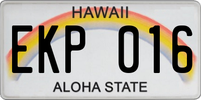HI license plate EKP016
