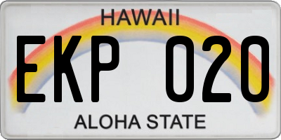 HI license plate EKP020