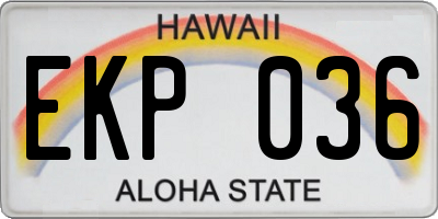 HI license plate EKP036