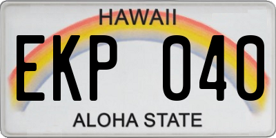 HI license plate EKP040