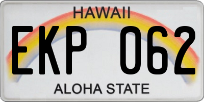 HI license plate EKP062
