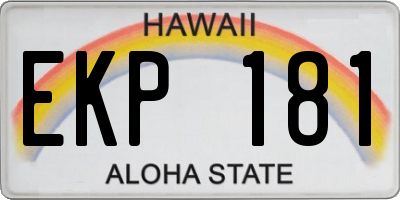 HI license plate EKP181
