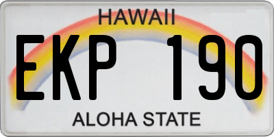 HI license plate EKP190