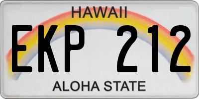 HI license plate EKP212