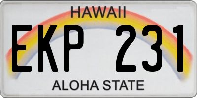HI license plate EKP231