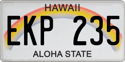 HI license plate EKP235