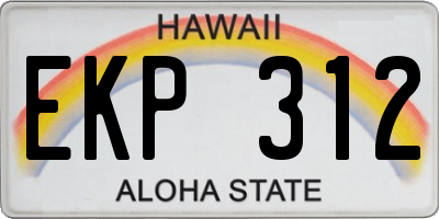 HI license plate EKP312