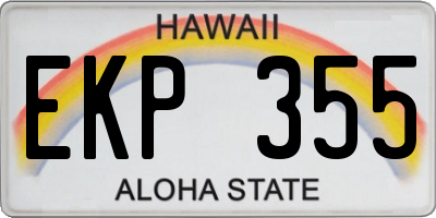 HI license plate EKP355