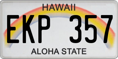 HI license plate EKP357