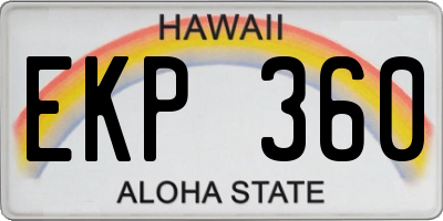 HI license plate EKP360