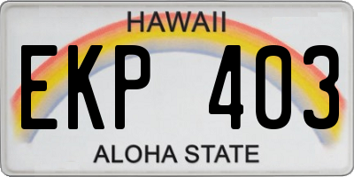 HI license plate EKP403