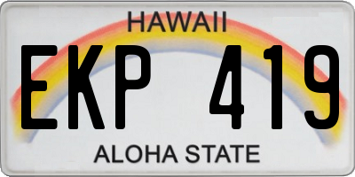 HI license plate EKP419