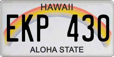HI license plate EKP430