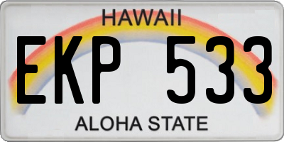 HI license plate EKP533