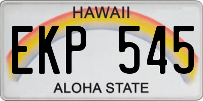 HI license plate EKP545