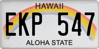 HI license plate EKP547